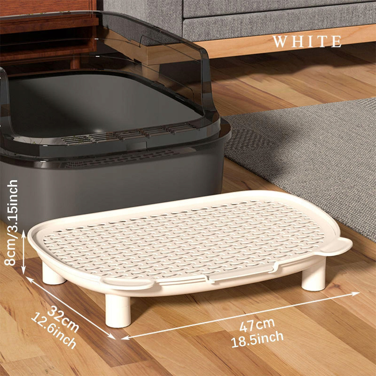 Cat Litter Box Mat Practical Elevated Step Versatile Lightweight white Packaging status original