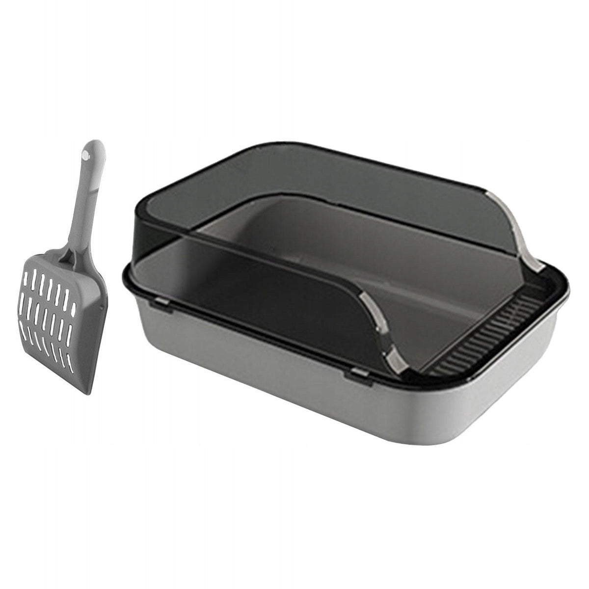 Cat Litter Box Open Top Pet Litter Tray for Small Medium Cats Rabbit Gray Packaging status original