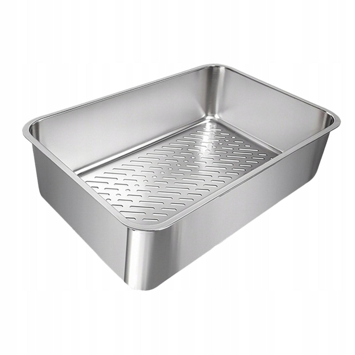 Cat Litter Box Stainless Steel Sand Box Splashproof Container Open Top C