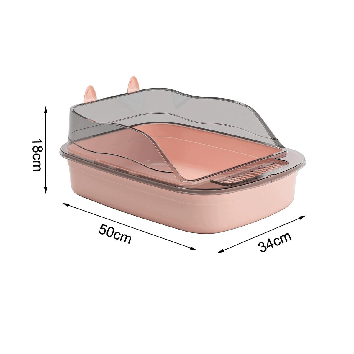Cat Litter Box, Sturdy Plastic, Open Top with Frame, High Protection pink Packaging status original
