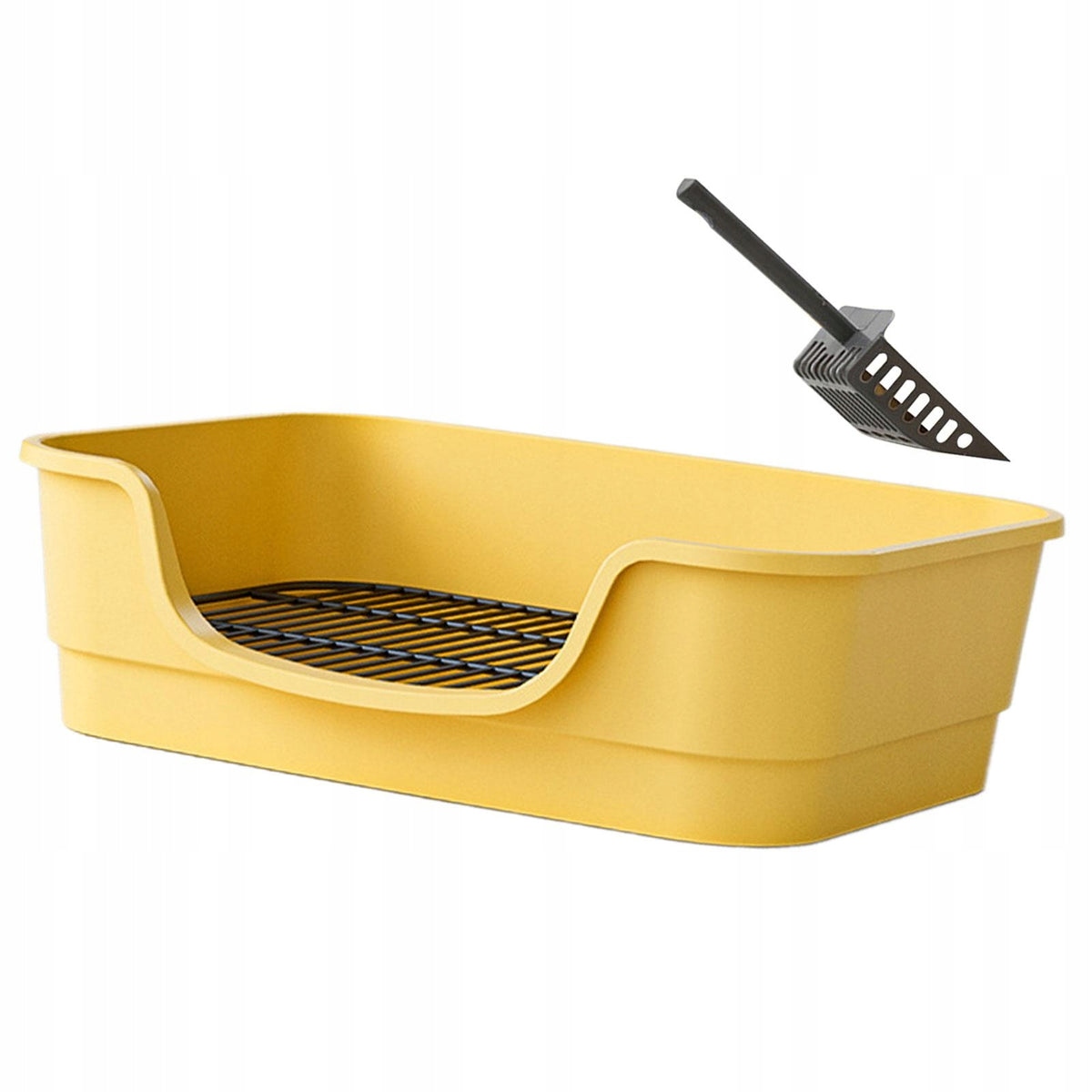 Cat Litter Box with Scoop Low Entry Multi Cat Litter Box Easy Carry yellow