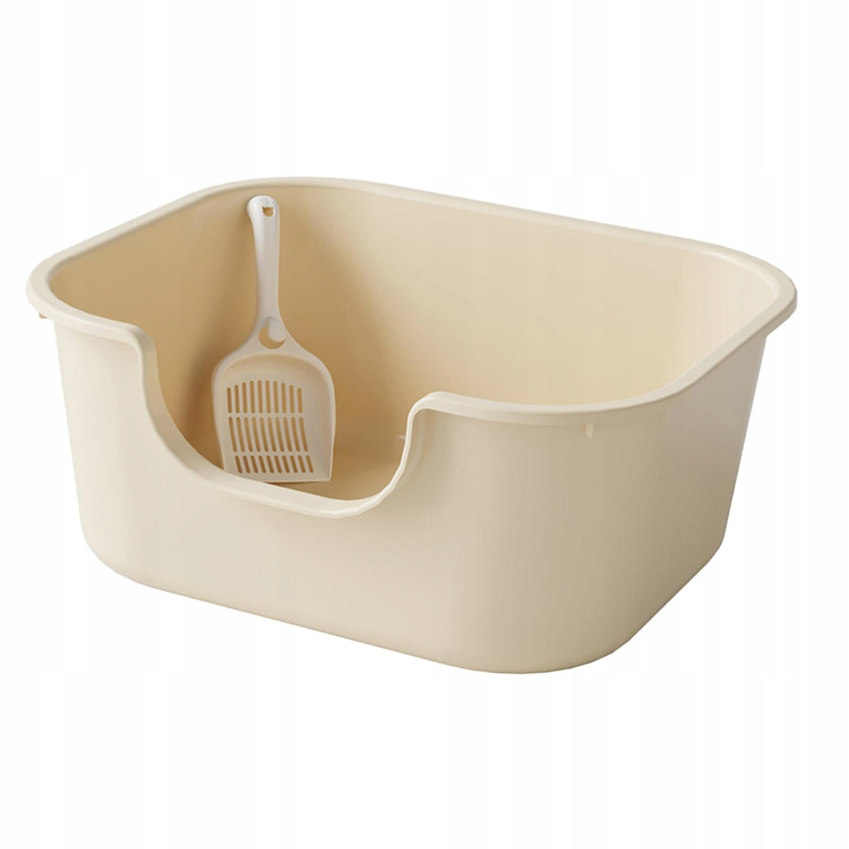 Cat Litter Tray Open Top Litter Basin with High Sides Large Coffee Color