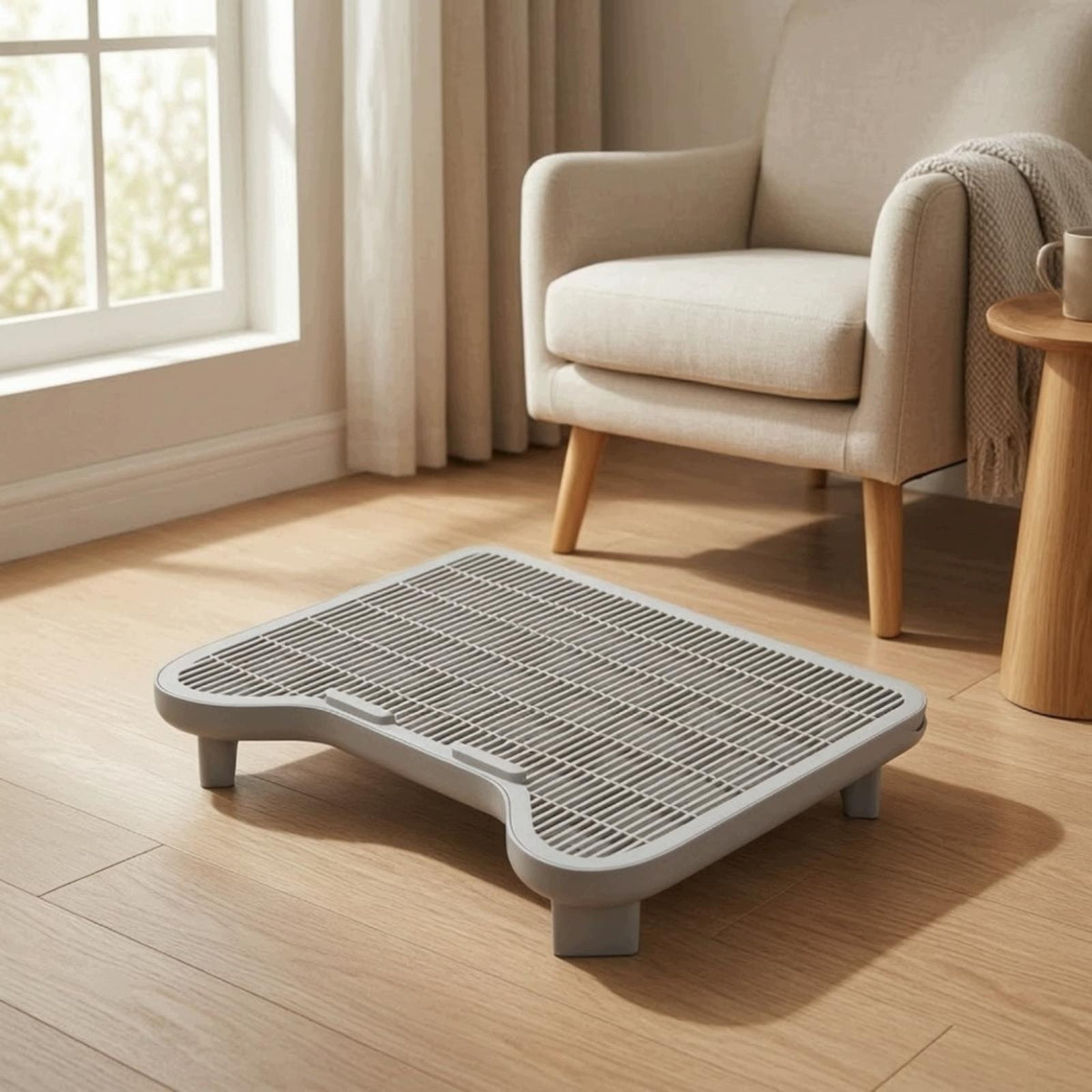 Cat Litter Tray with Grid Step Litter Sand Control Detachable Adj San a Packaging status original