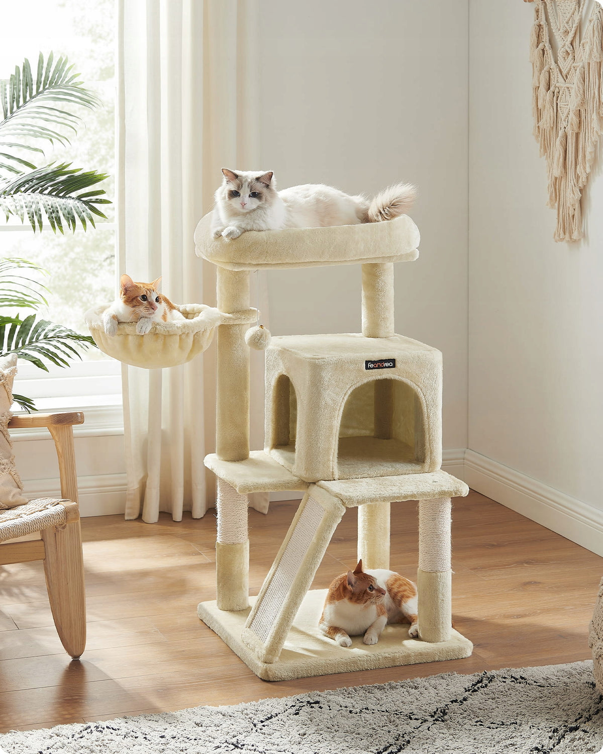 Cat Scratcher 96 cm Beige Bed Cottage Tower Sizal 2 Levels Manufacturer code PCT51M
