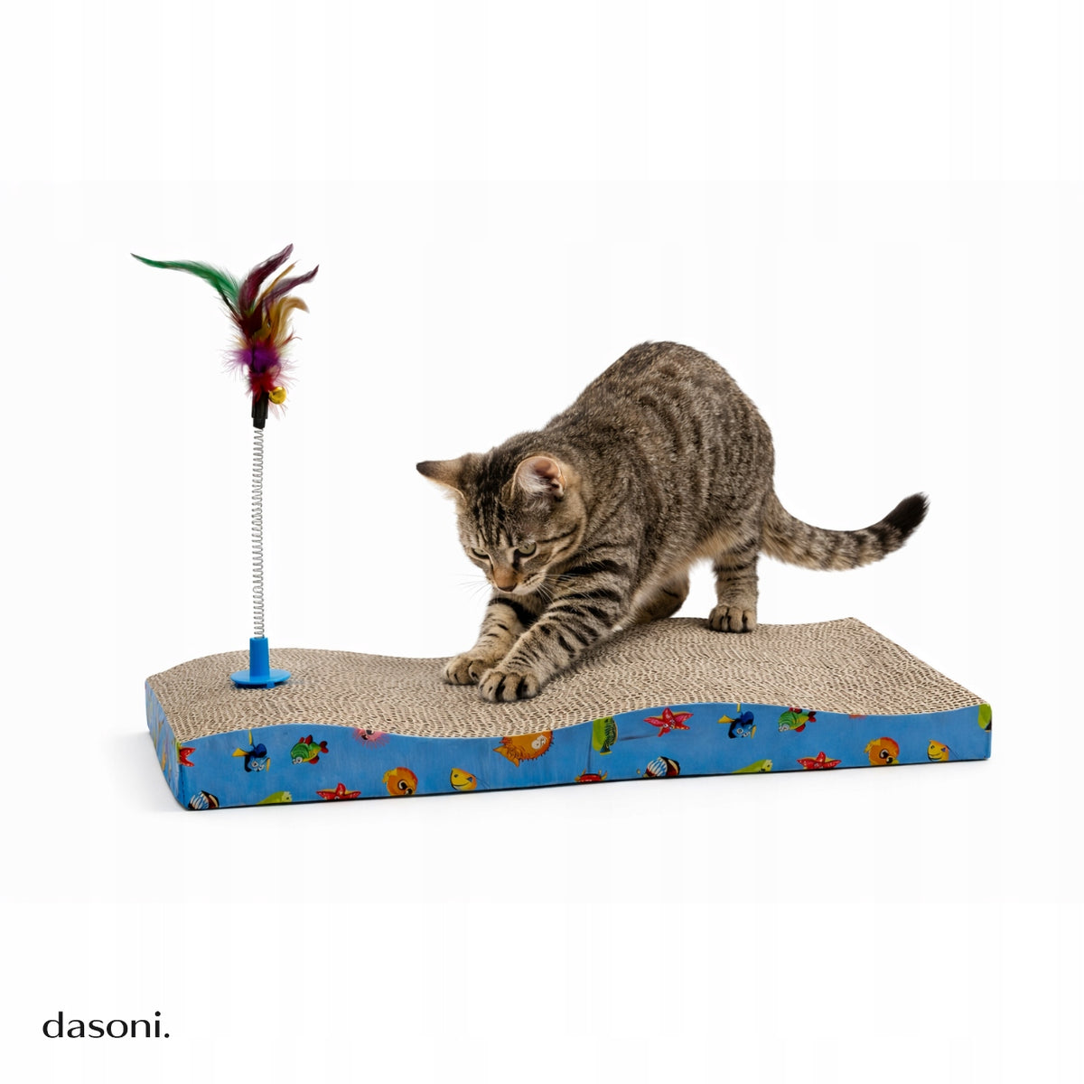 Cat Scratcher Mat Interactive Toy With Feather Bell Catnip 2in1 Packaging status original