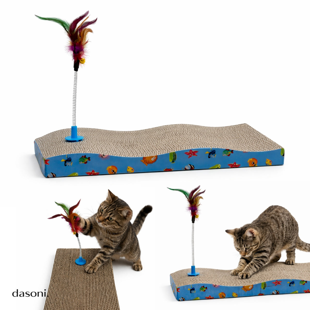 Cat Scratcher Mat Interactive Toy With Feather Bell Catnip 2in1