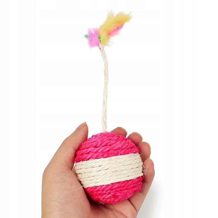 Cat Toy Sisal Ball with Feather Mouse