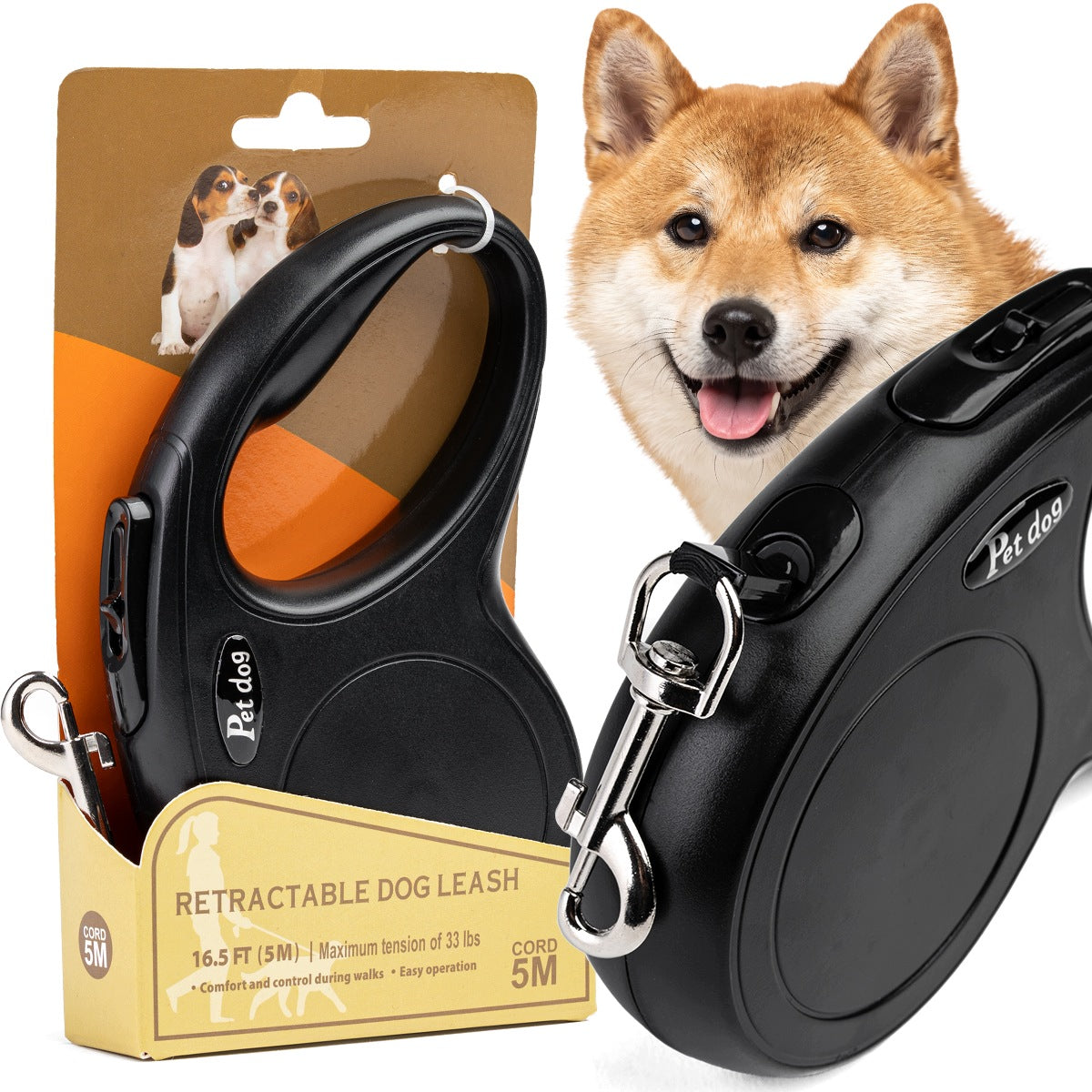 Cat dog leash automatic pull-out with lock long for walking 5m
