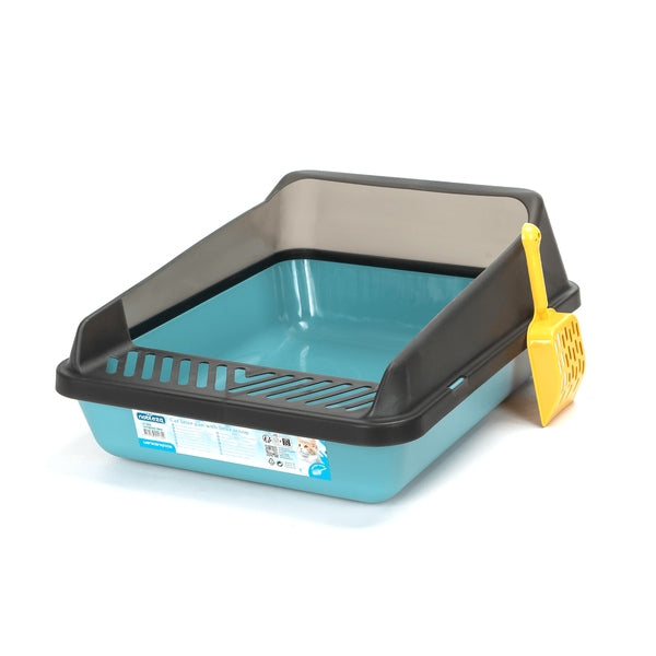 Cat litter box blue large for litter open