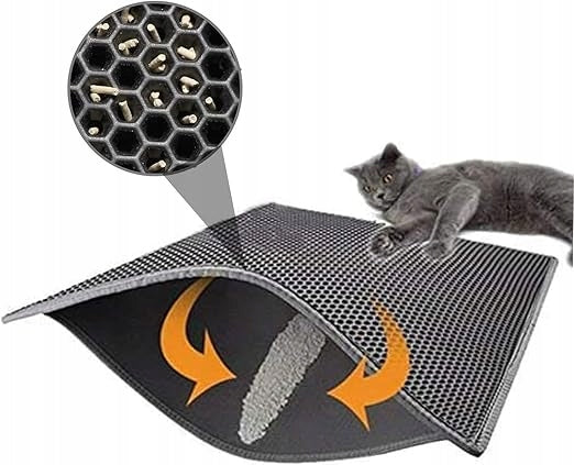 Cat litter box mat, foldable, double layer, waterproof