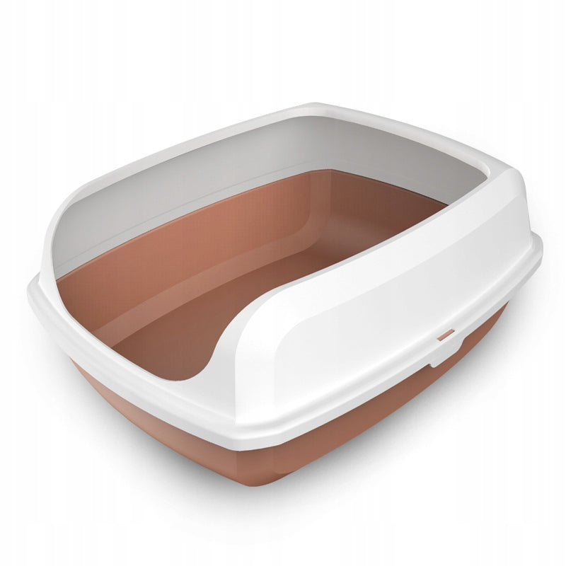 Cat litter box open high with frame Leo strong plastic brown