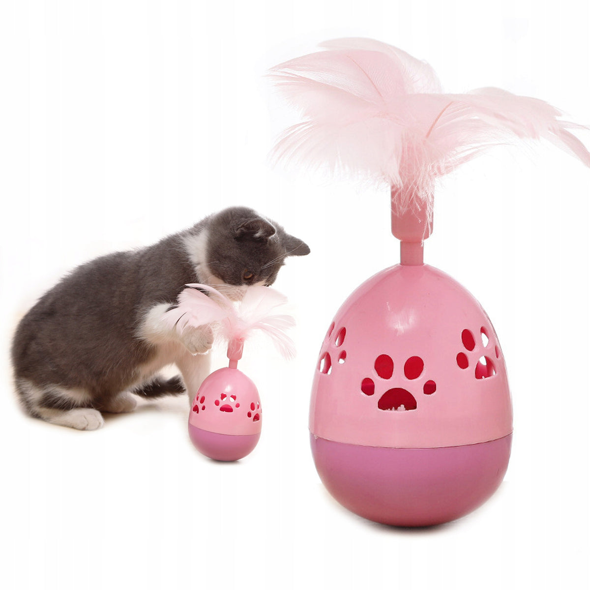 Cat toy INTERACTIVE BUBBLE RISE egg with feather and bell