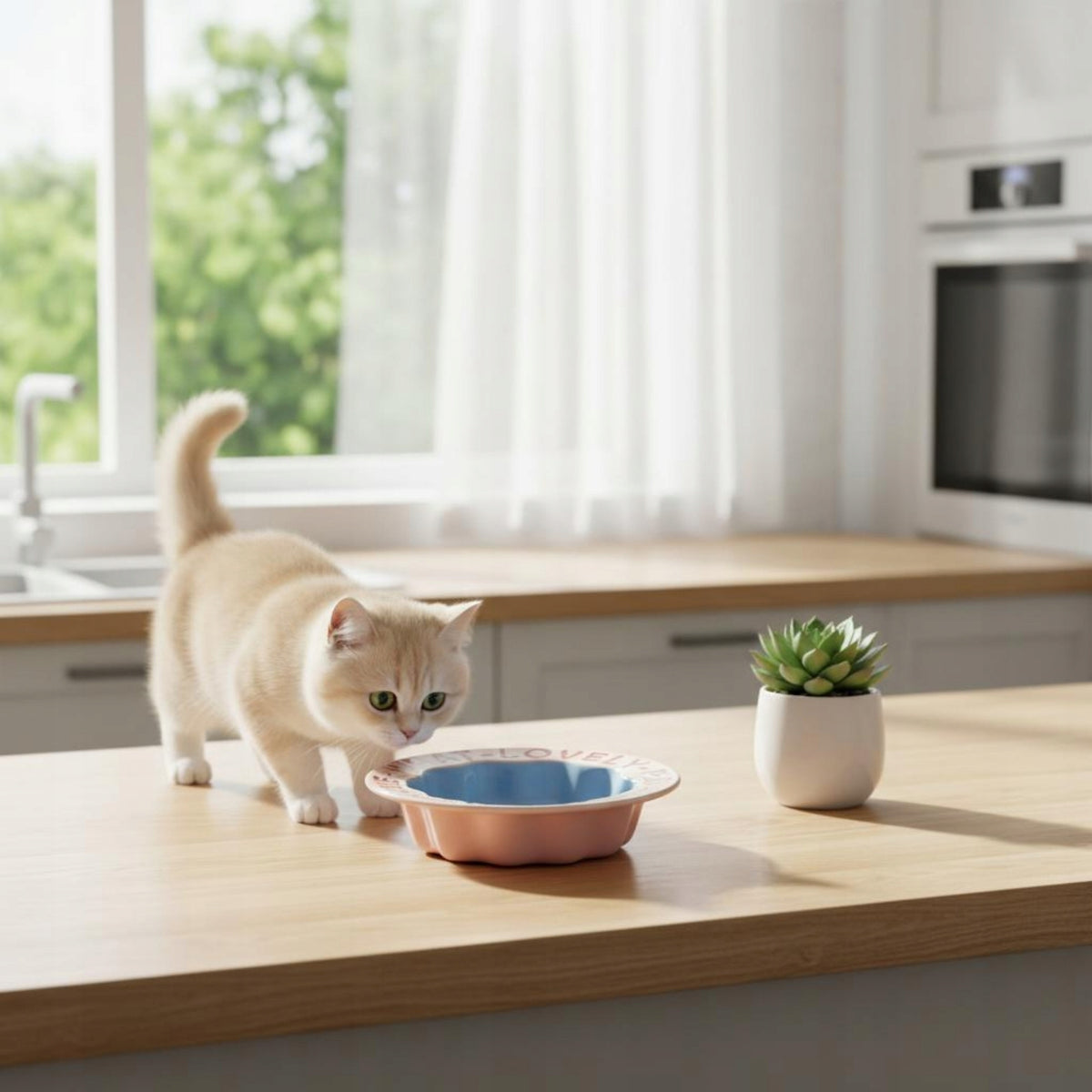 Ceramic Cat Dish with Stand Neck Protection Ceramic Cat Bowl Ant-Proof Packaging status original