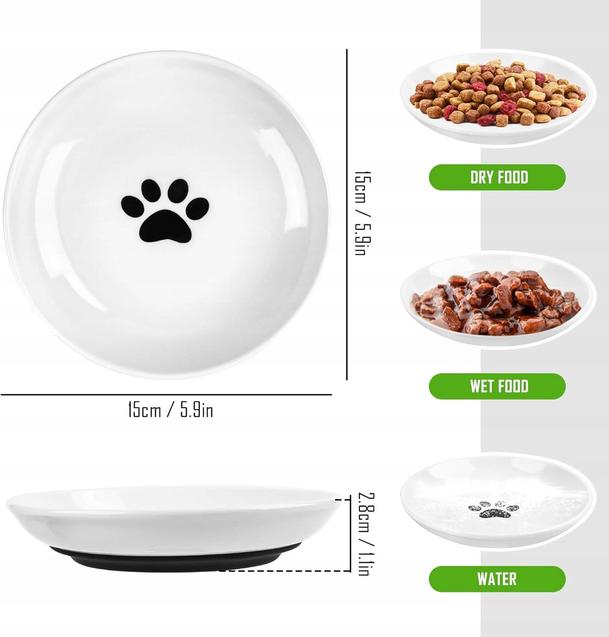 Ceramic cat feeding bowl - non-slip,