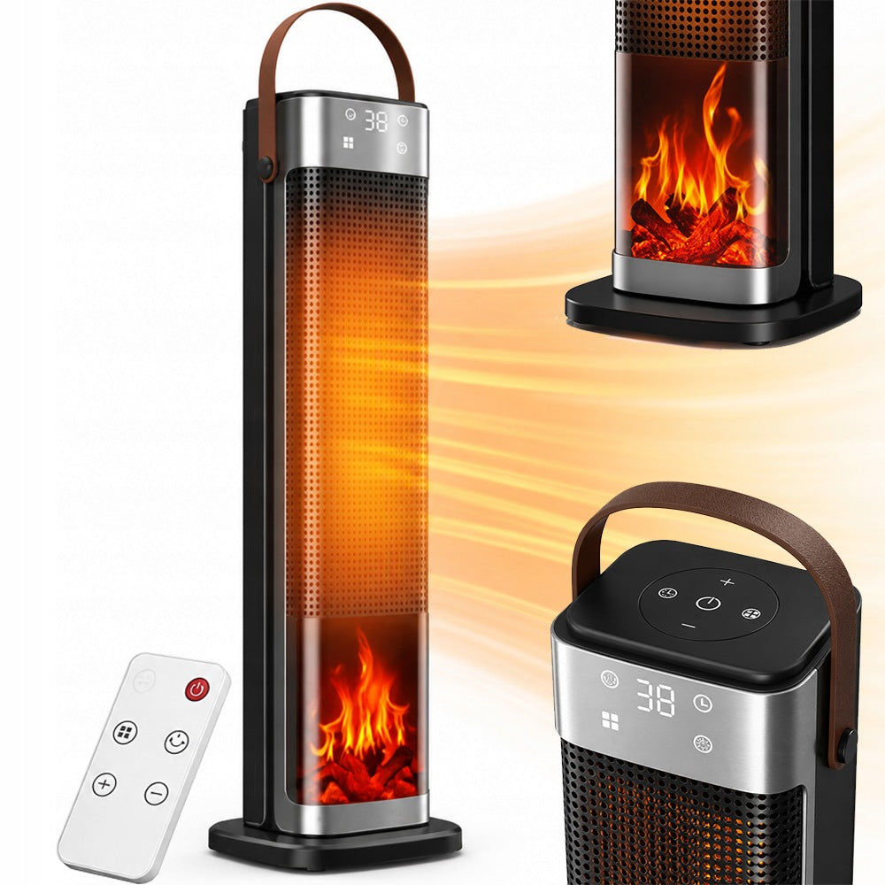 Ceramic tower fan 2000W apron with remote control flame effect