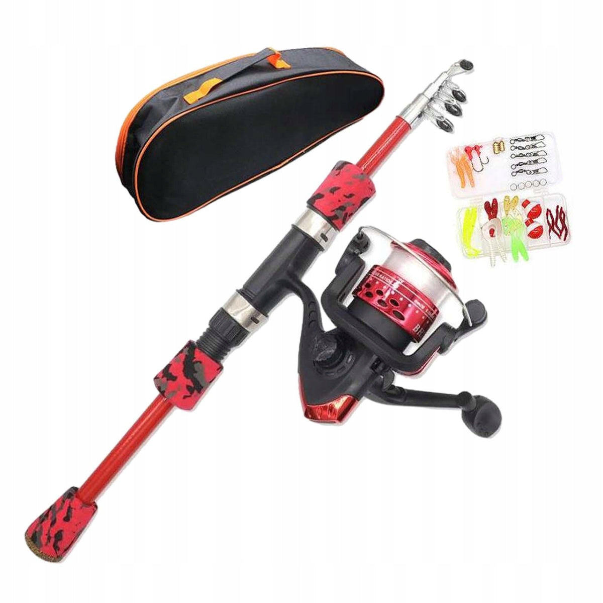 Children's Fishing Rod Set, Complete Fishing Rod Set for Freshwater Red