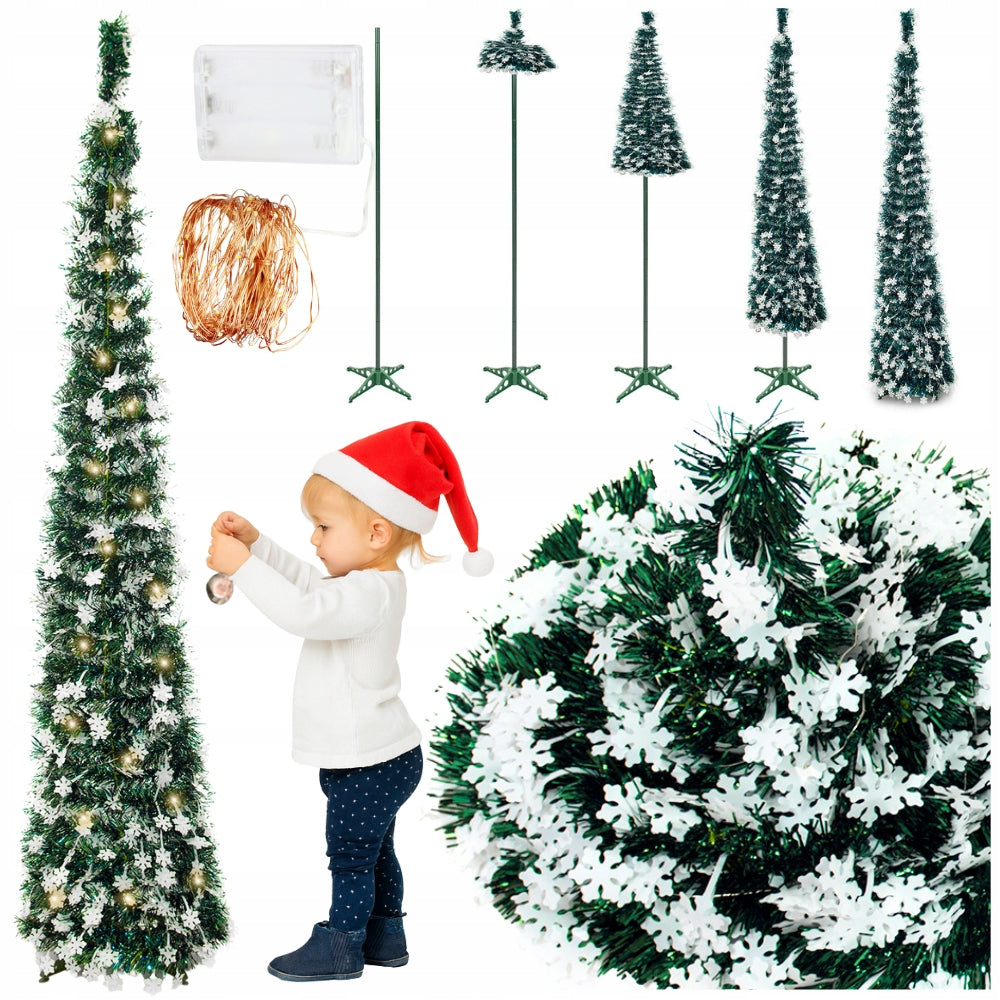 Christmas tree 150 cm fold-out POP UP white artificial LED lights 3m decorations