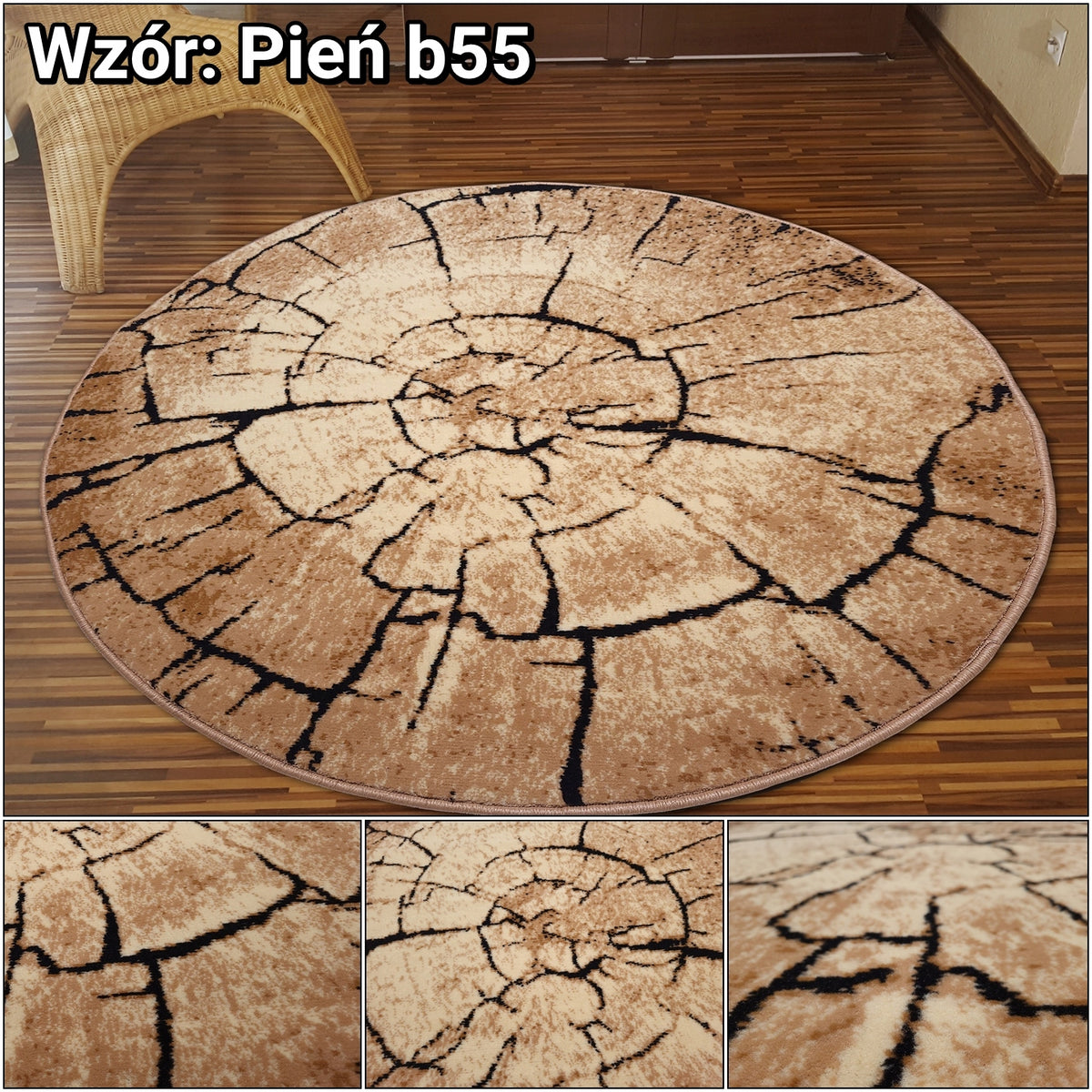 Classic Carpet ROUND with bristles CIRCLE Alfa 100x100 cm Mix patterns Manufacturer code 4180b55