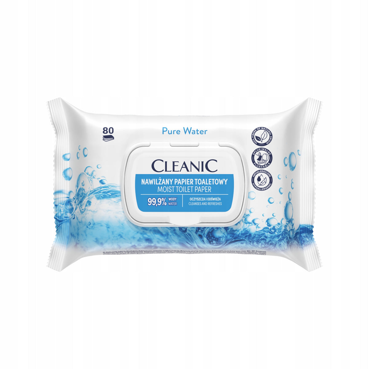 Cleanic Pure Water Toilet Wet Paper 80 Pack