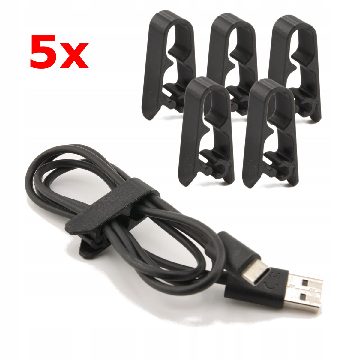 Clip cable organizer black 5 pcs