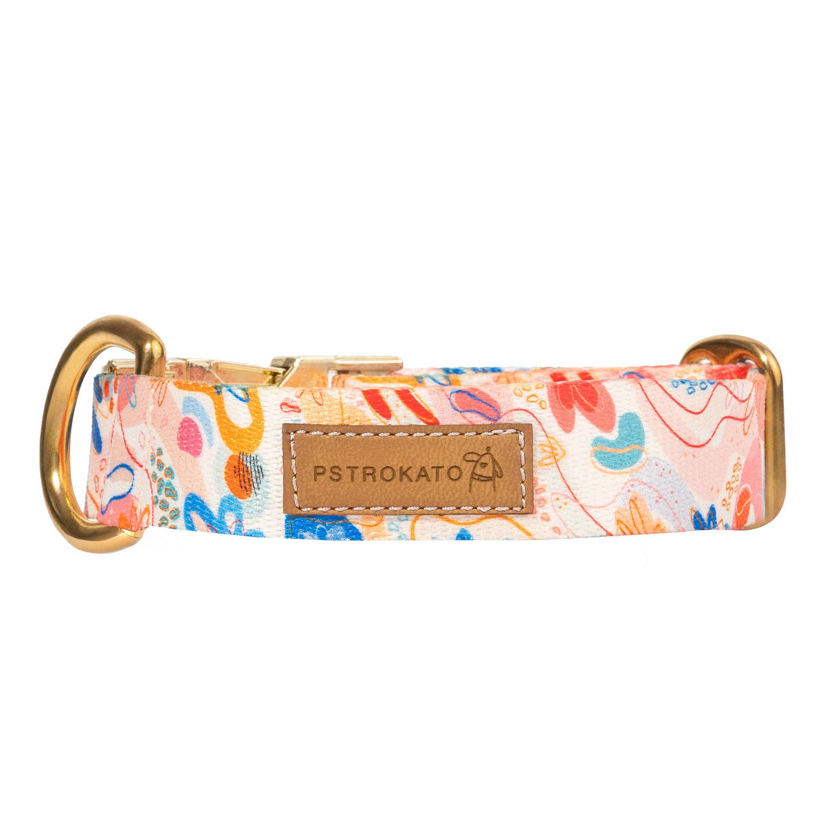 Collar for SMALL dog colorful GOLD fittings Brass adjustable PREMIUM