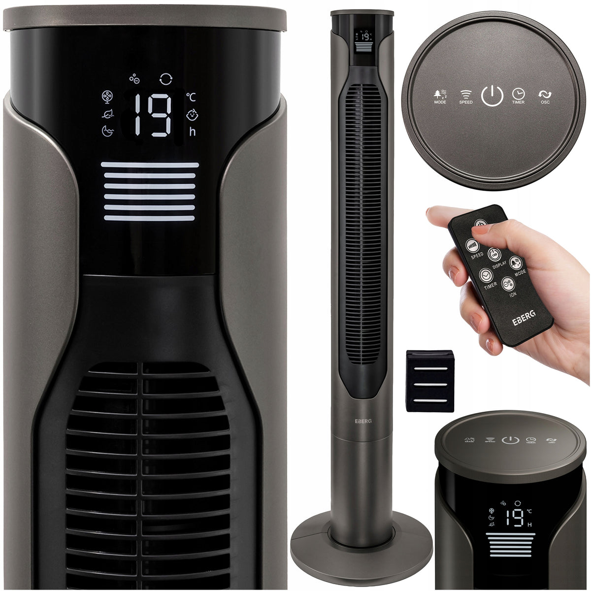 Column fan standing quiet EBERG RIFF 116cm Ionization+Aroma