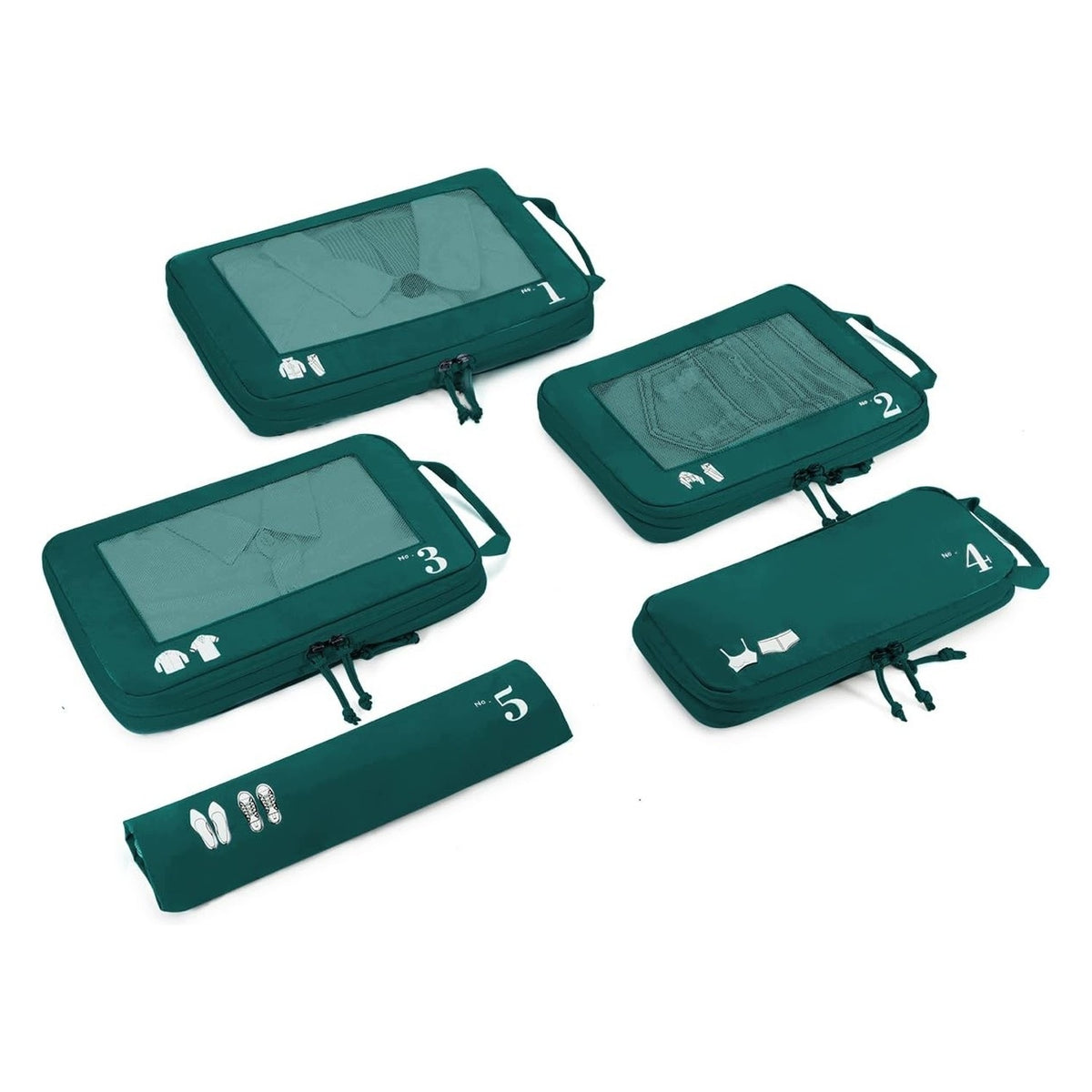 Compressie Packing Cubes Set - Luggage Organizer - 5 Pieces