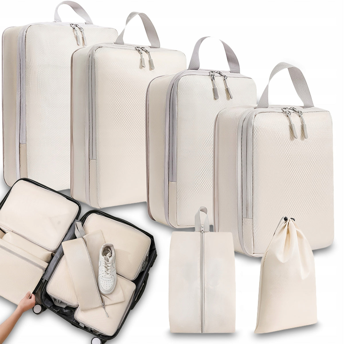 Compression Organizer Beige Set of 6