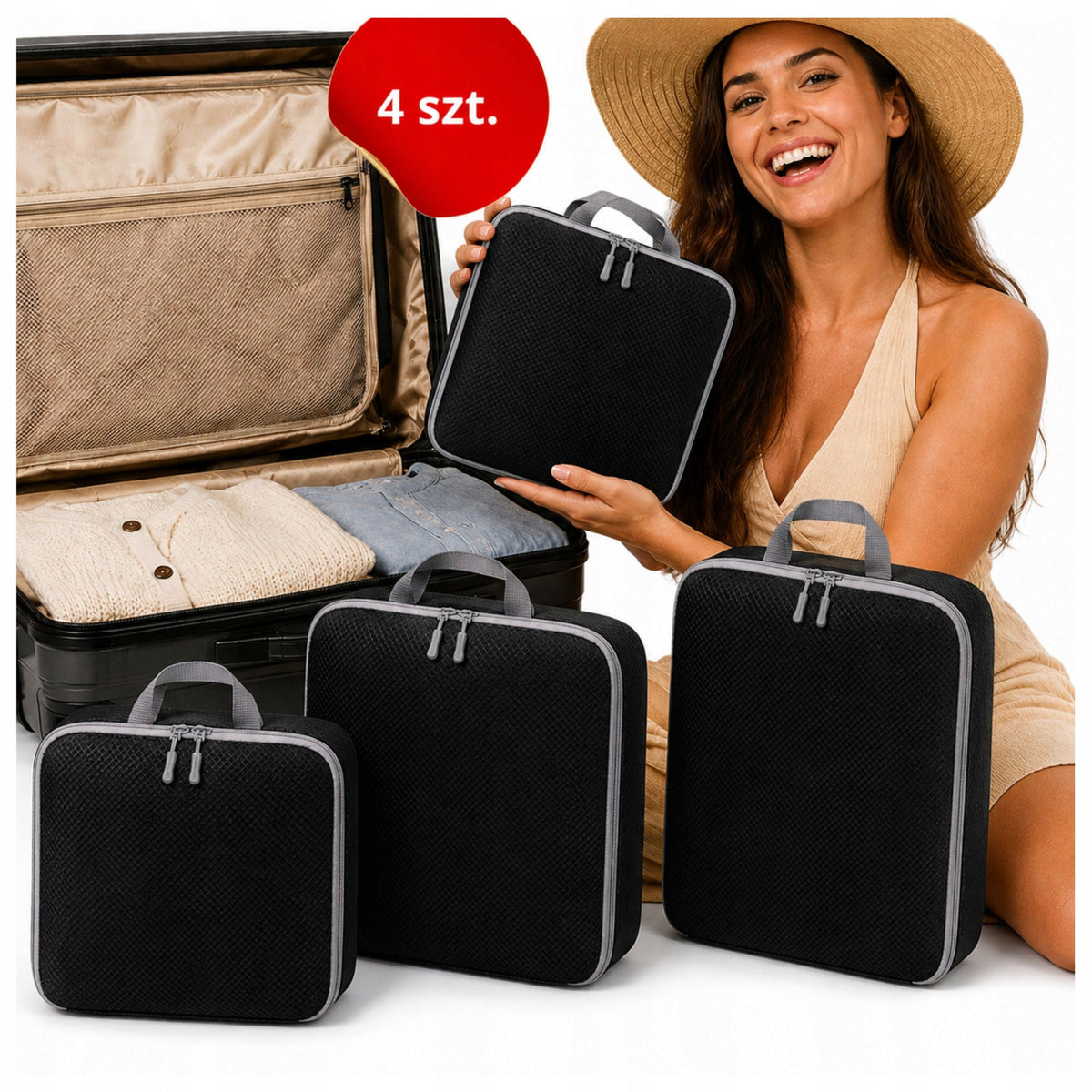 Compression Organizer For Packing Suitcase Bags Space Saving 4in1