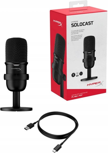 Condenser Wired Microphone HyperX SoloCast USB streaming black