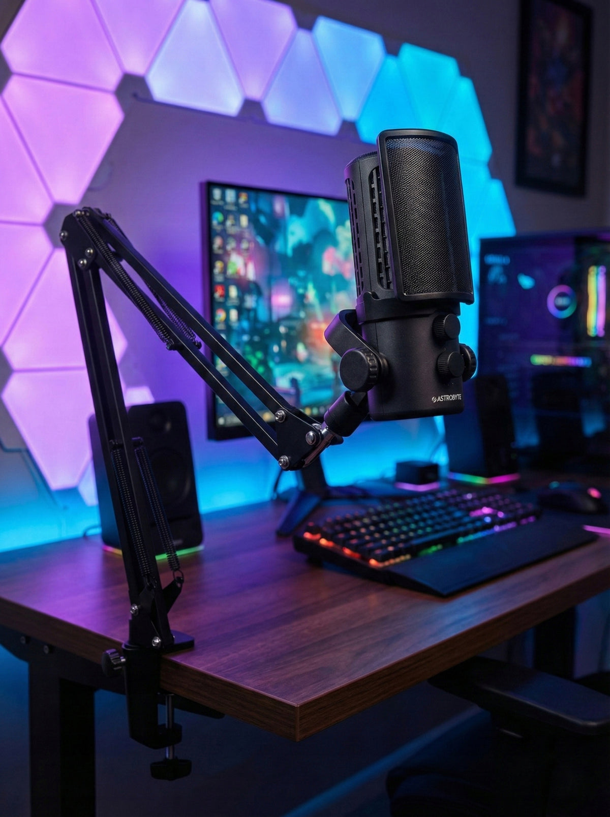 Condenser gaming microphone AstroByte ZENITH USB RGB tripod set