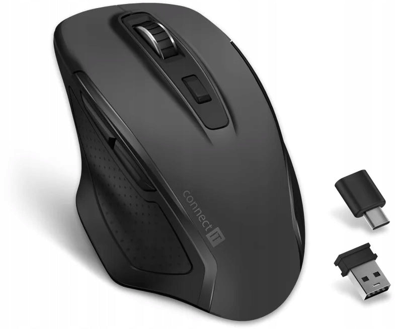 Connect IT Dual SmartSwitch bezdrátová myš, USB-A + C, šedá