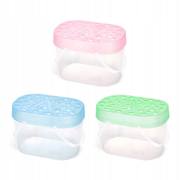 Container for dry pet food with a handle for convenient storage