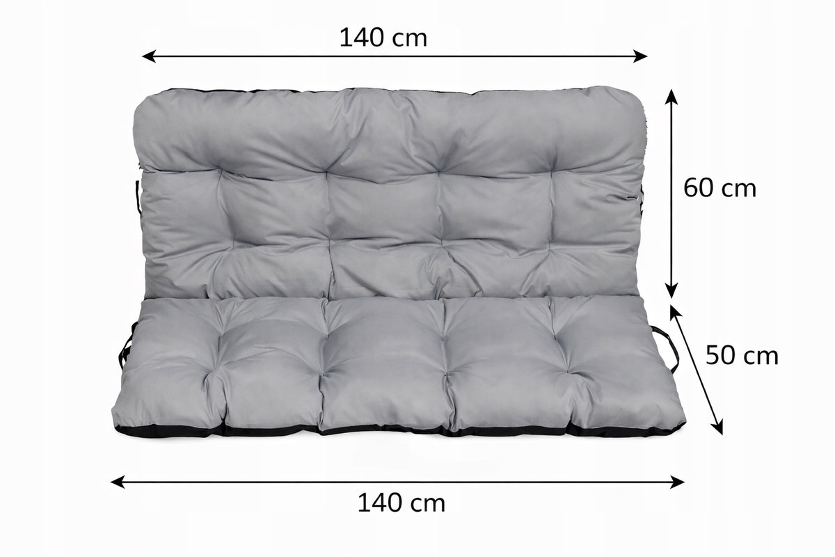 Cushion WATERPROOF for garden bench furniture swing pallet 140x60x50 grey Packaging status original