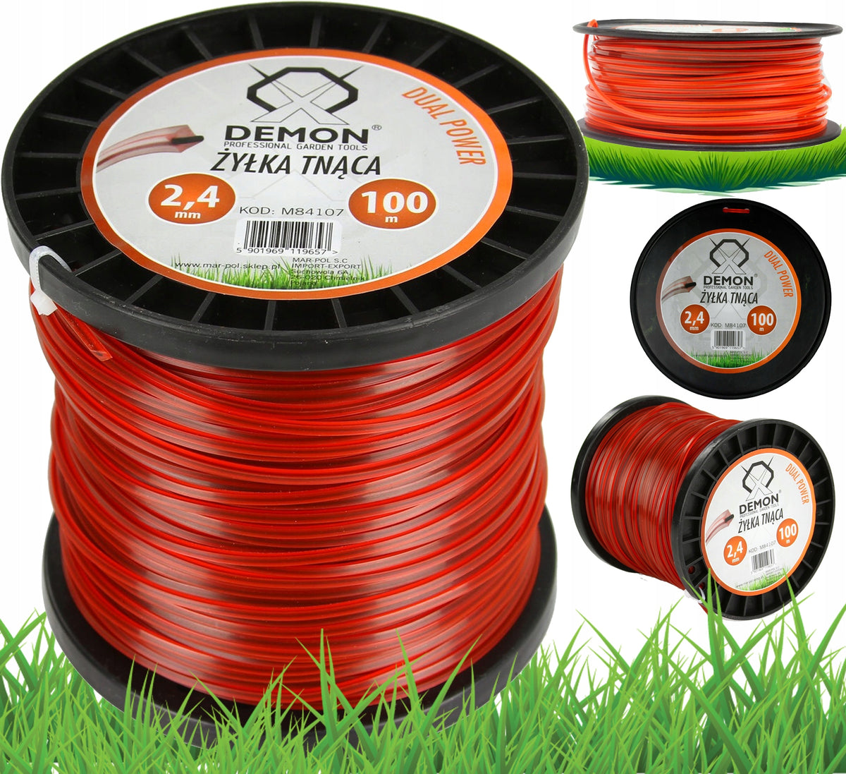 DEMON SCYTHE LINE REINFORCED SQUARE 2,4 mm 100m REINFORCED