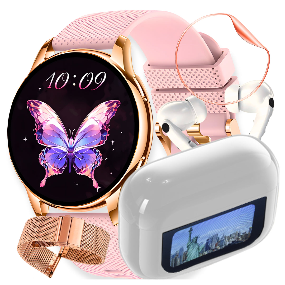 DEVILL Bianca 5in1 gold smartwatch AMOLED conversation menu PL headphones TWS BT