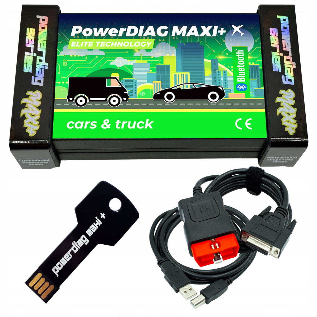 DIAGNOSTIC TESTER PowerDIAG MAXI+ SCANNER INTERFACE +8 PERSONAL CABLES PL Manufacturer code ELITE + 8 OS