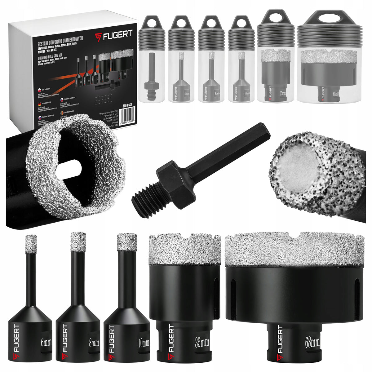 DIAMOND FORAMINIFERA FOR STONEWARE DRILL SET FORAMINIFERA M14 6-68MM + ADAPTER