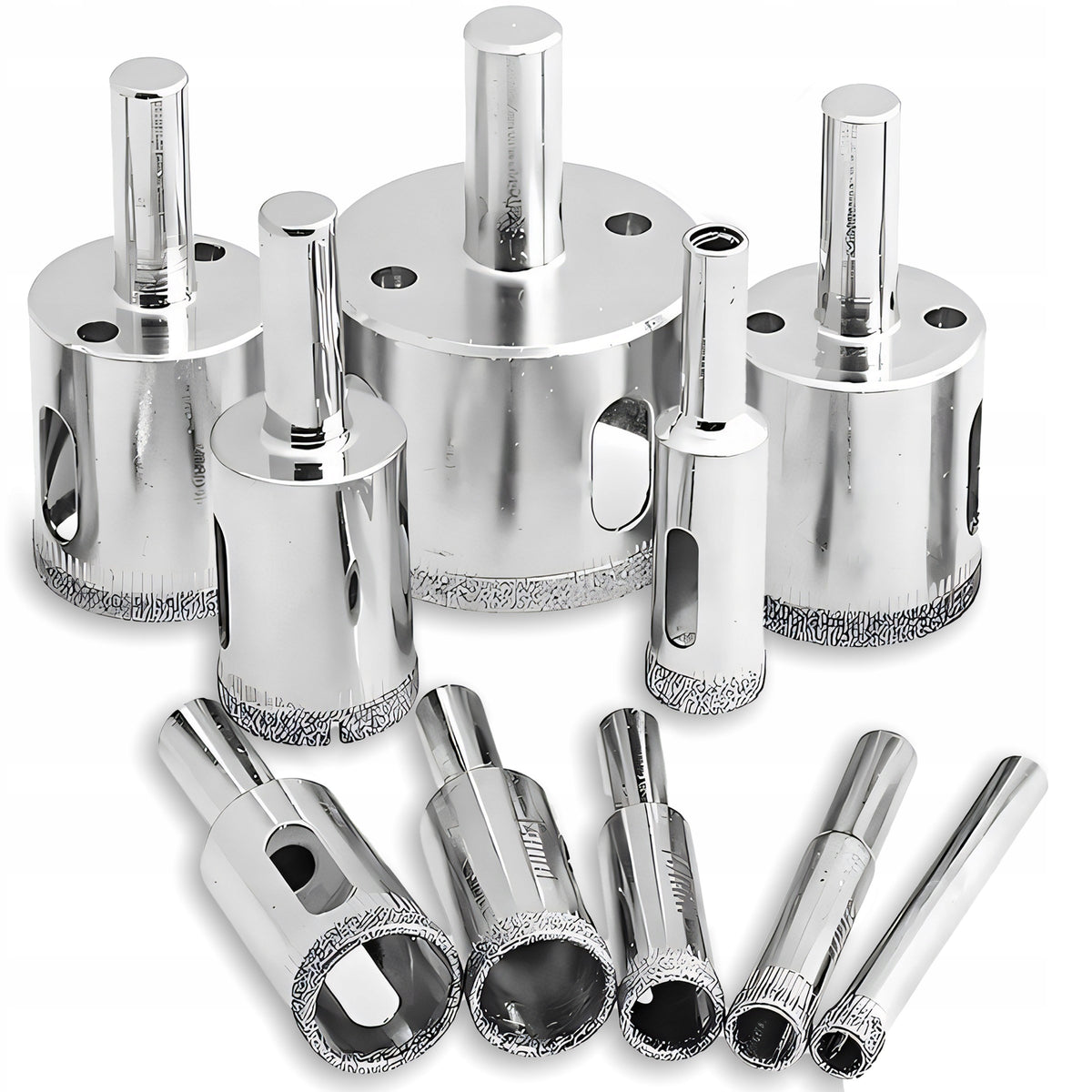 DIAMOND HOLE SAWS FOR GLASS STONEWARE LACE SET OF 10 pcs 6-68mm Packaging status original