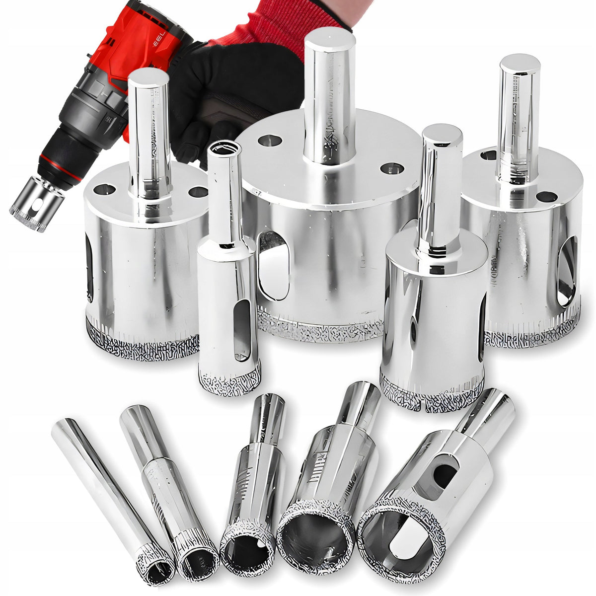 DIAMOND HOLE SAWS FOR GLASS STONEWARE LACE SET OF 10 pcs 6-68mm