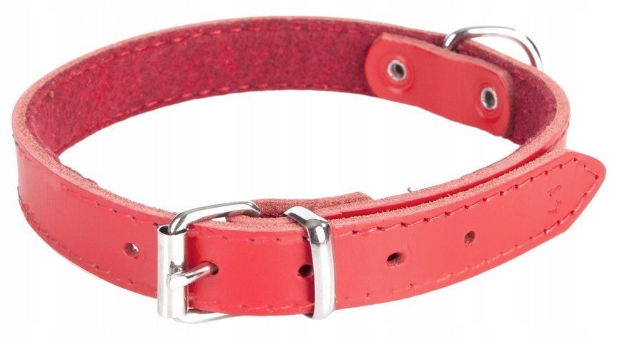 DINGO Leather collar lined with felt 1,8/45cm - Red