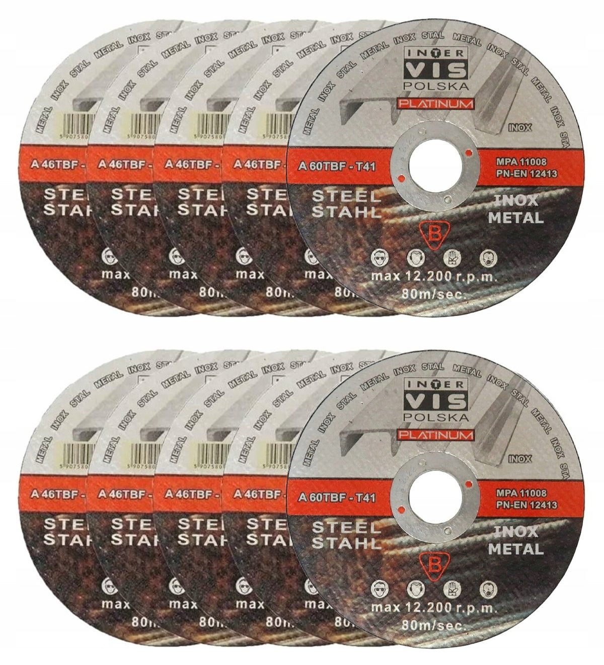DISC METAL CUTTING DISCS 125x1 SET 10PCS INOX DISC FOR STEEL STRONG
