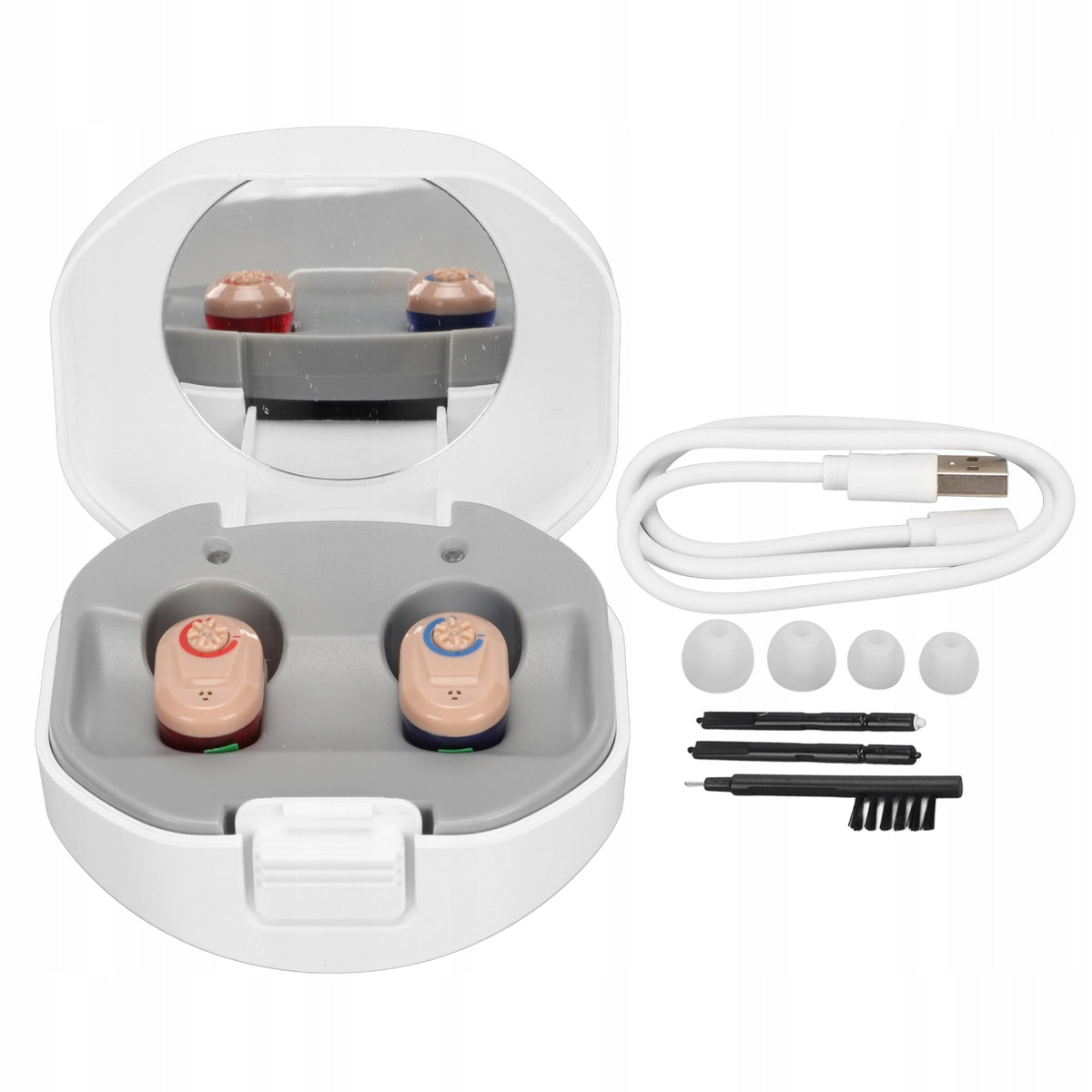 DISCREET HEARING AID WITH CHARGER IN CASE SMALL