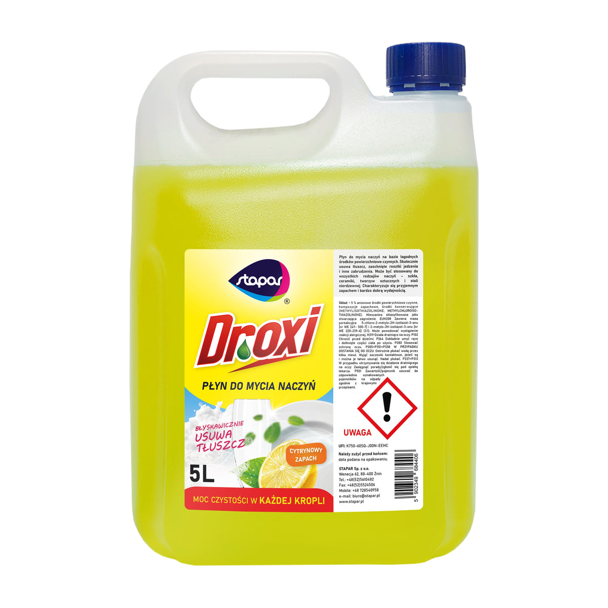 DISHWASHING LIQUID STAPAR LEMON 5 L Packaging status original