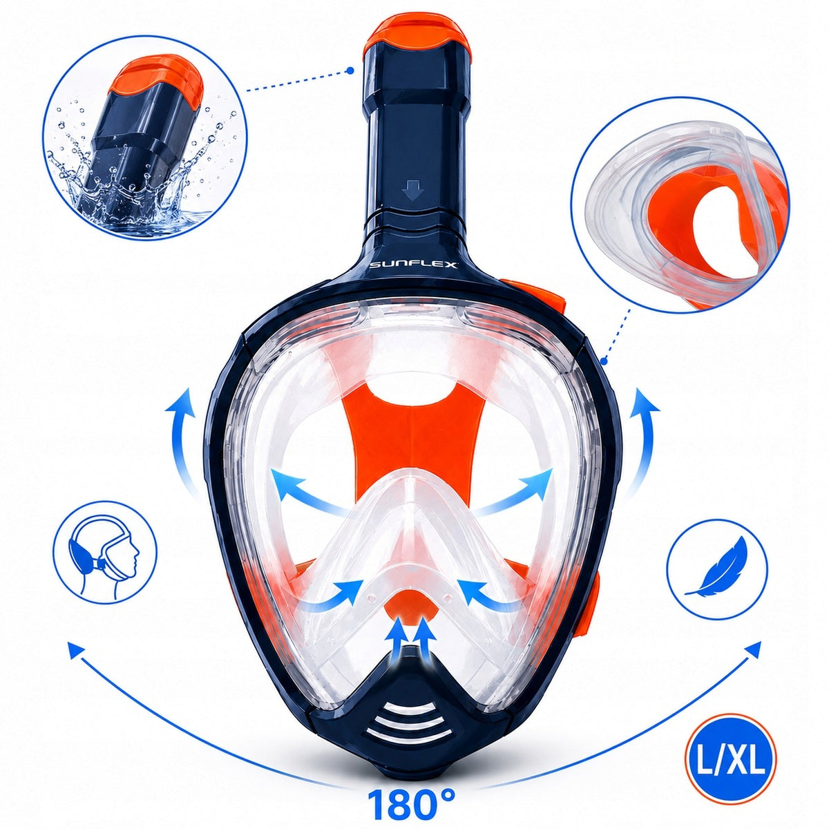 DIVING MASK SWIMMING SNORKELING FULL FACE FOR WATER S/M Manufacturer code 47044