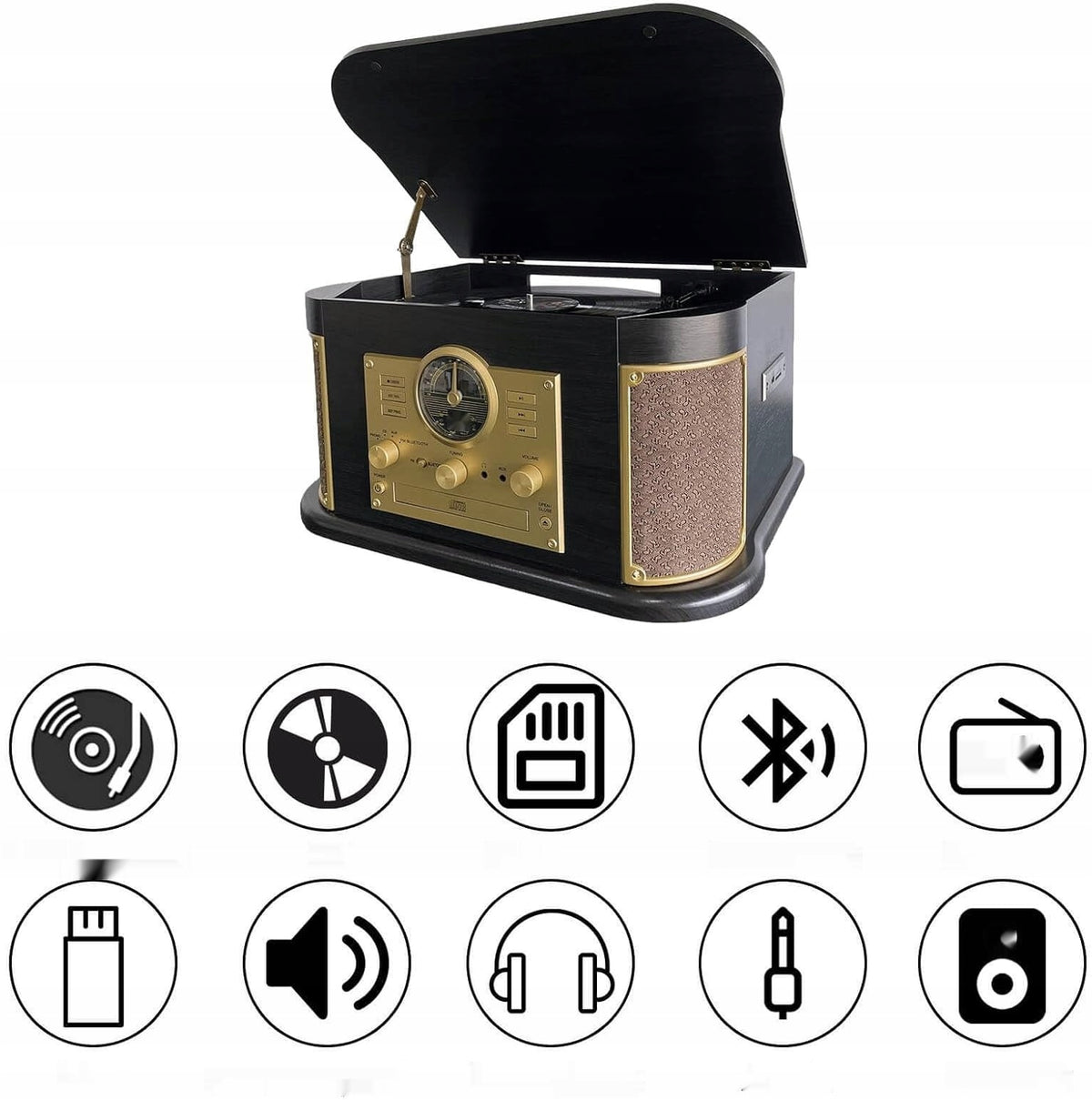 DLITIME Turntable with Speakers and Bluetooth, Retro Stereo System Manufacturer code DLITIME