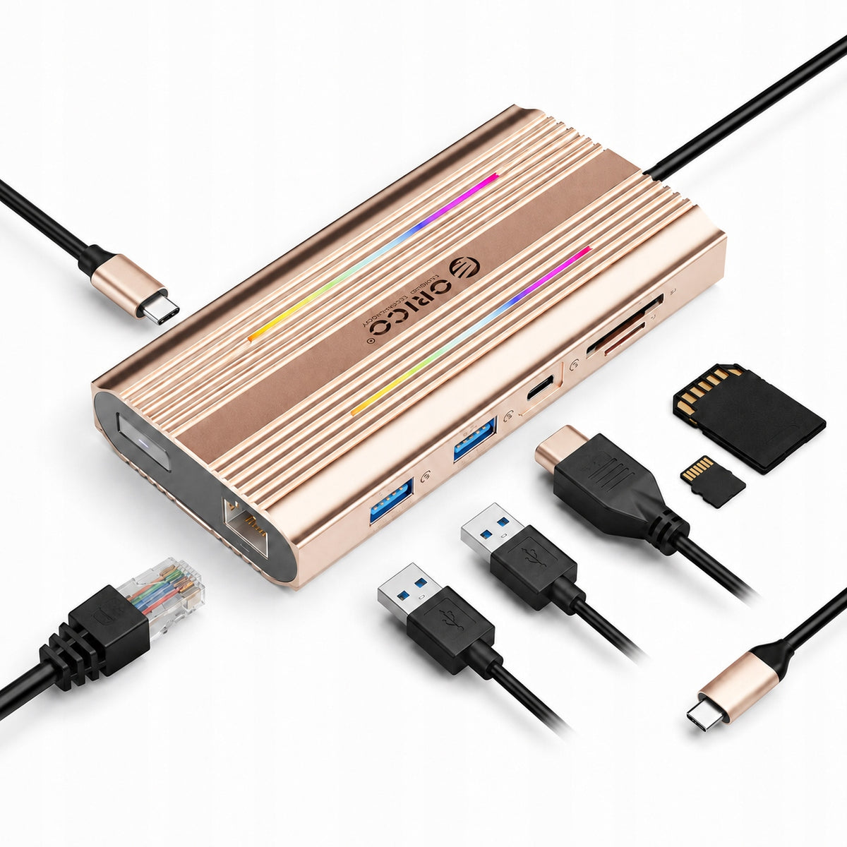 DOCKING STATION 12in1 HUB USB-C RJ45 DisplayPORT HDMI 4K 60Hz PD 100W ORICO