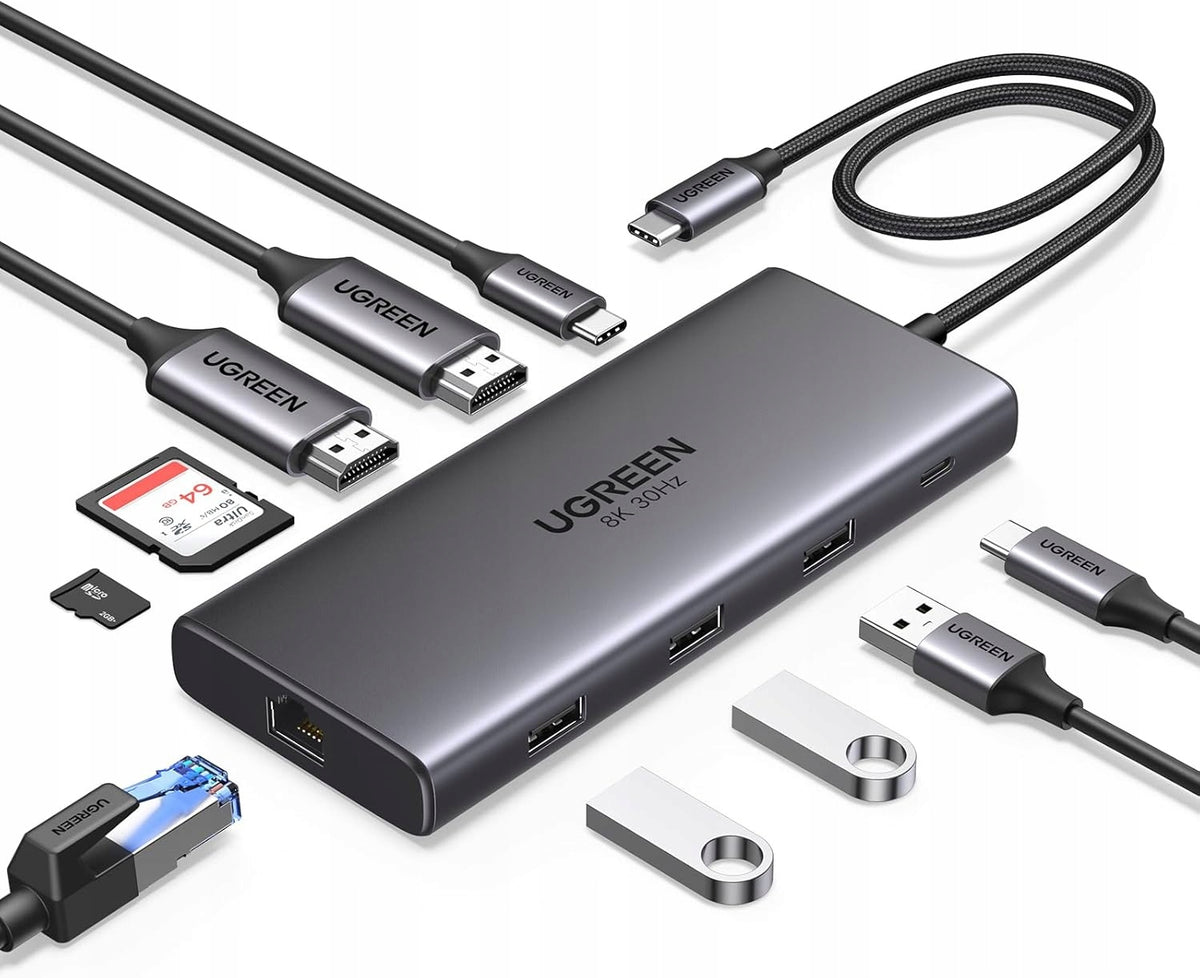 DOCKING STATION USB C 10IN1 HDMI 4K 100W PD ETHERNET CARD READER