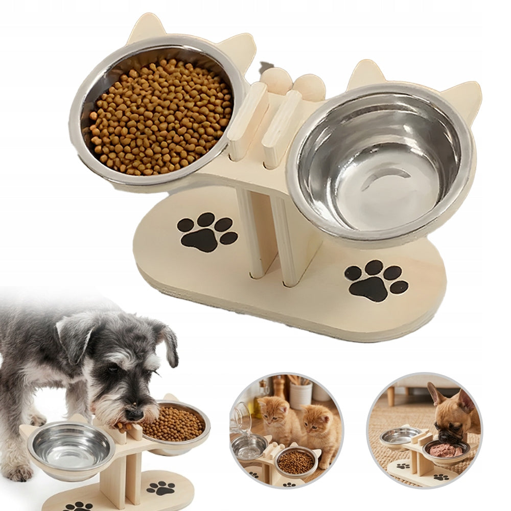 DOG AND CAT BOWL, STAINLESS STEEL HIGH FEEDING BOWL FOR CATS