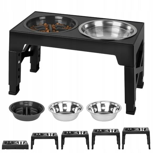 DOG BOWL ELEVATED ADJUSTABLE 5 HEIGHT STAINLESS STEEL MEDIUM Manufacturer code Bez marki